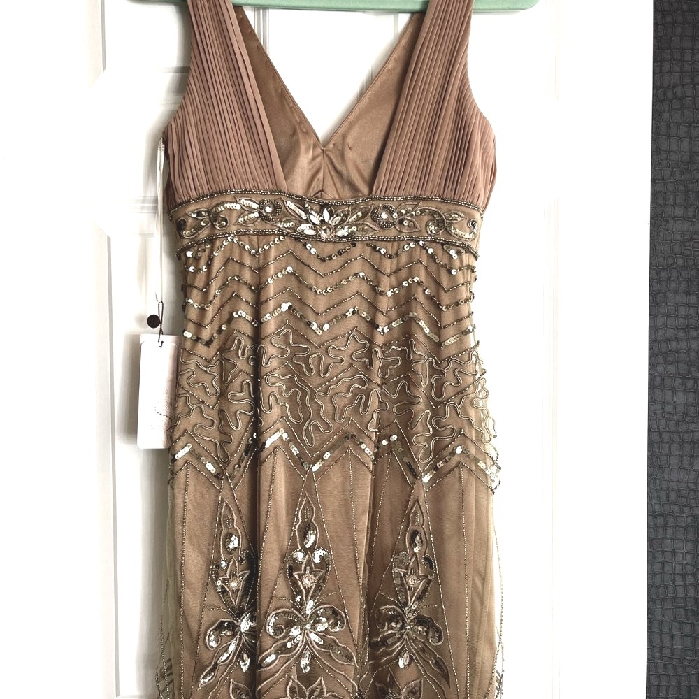 Sue Wong Cocktail Dress - Size 6 - Color deep rose/tan/brown - Picture 8 of 8